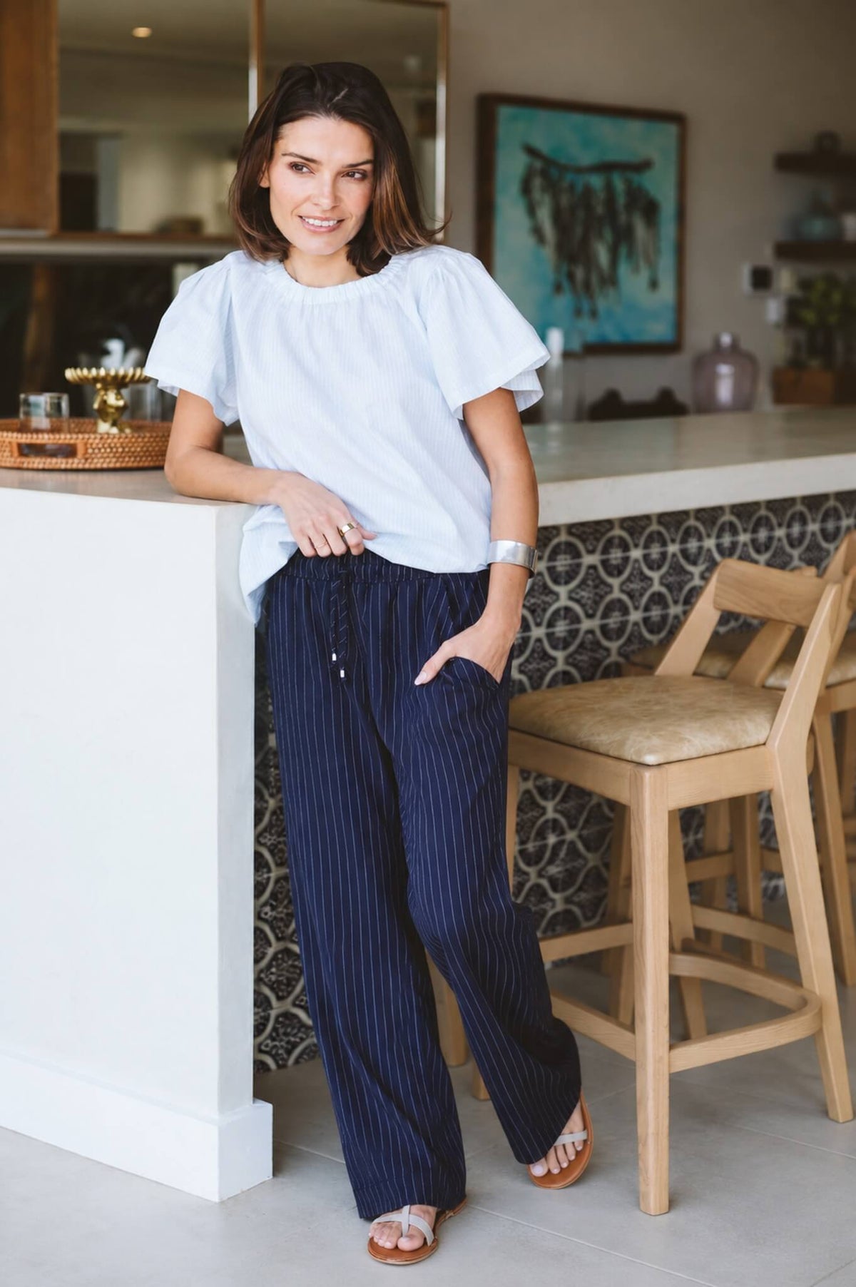 Kenna Pinstripe Trouser Navy