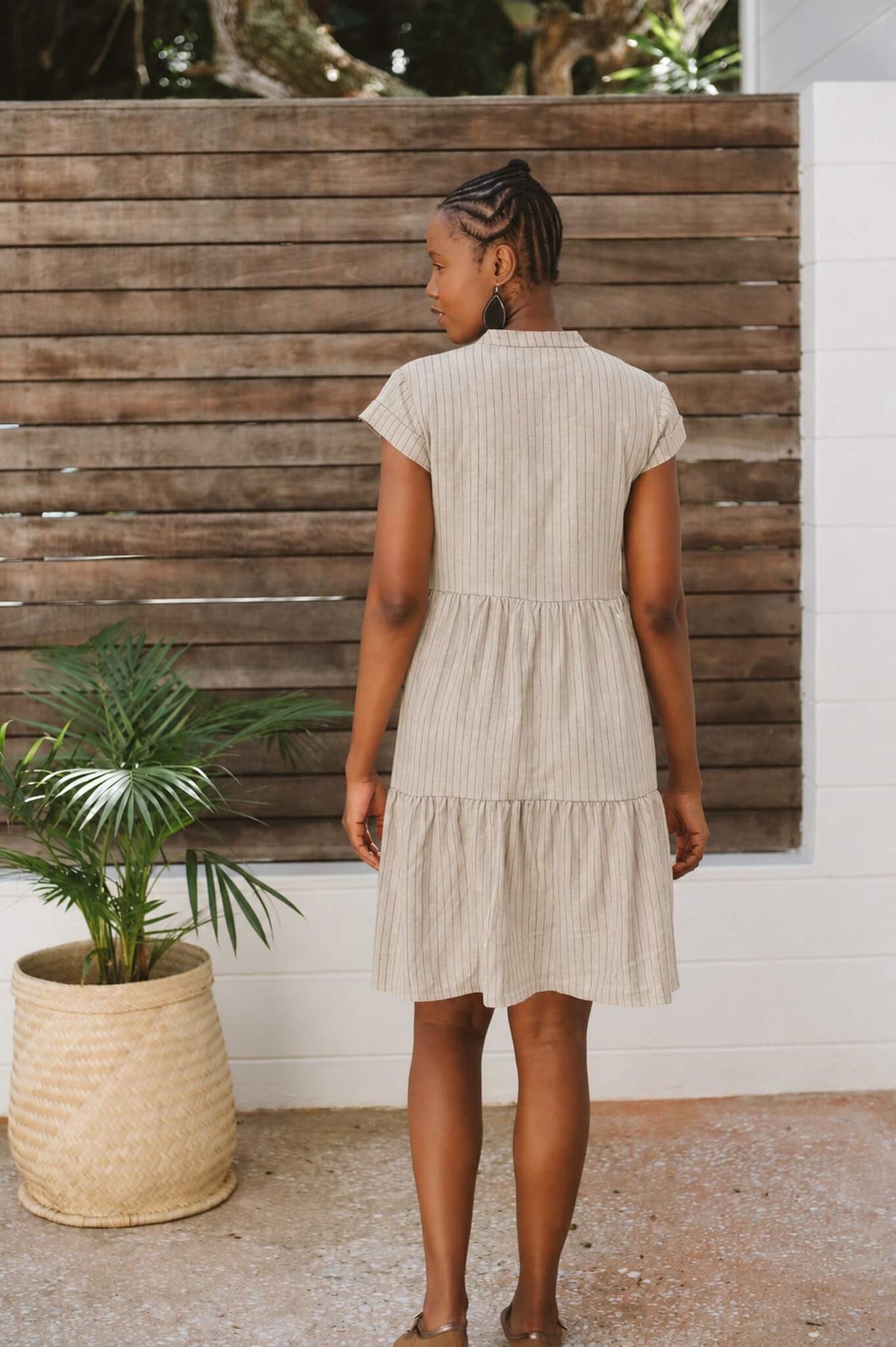 Savannah Pinstripe Dress Natural