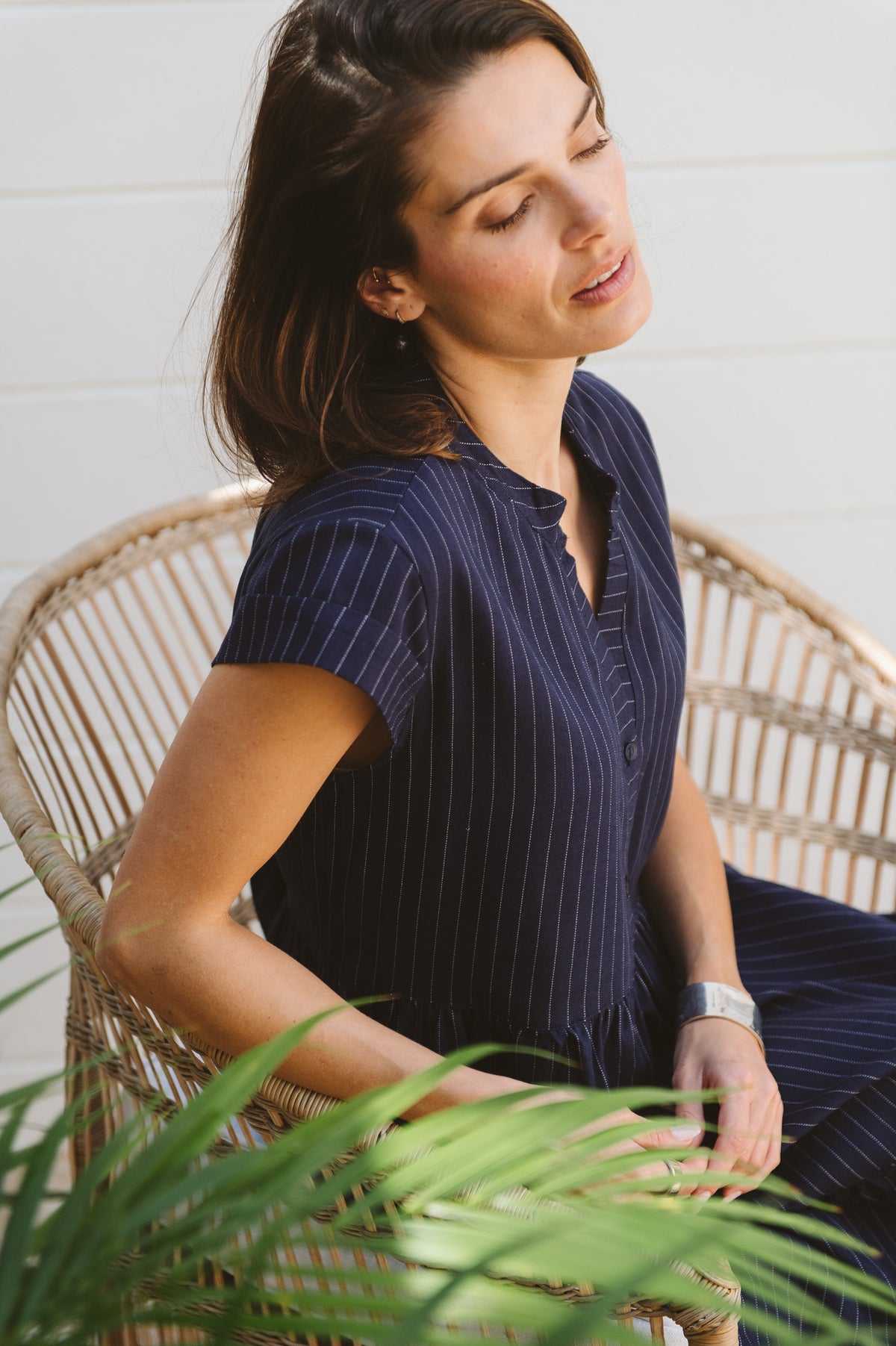 Savannah Pinstripe Dress Navy
