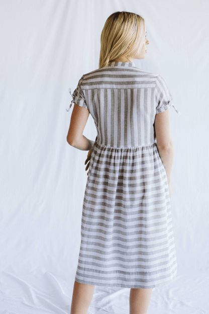 Eleni Khaki Striped Dress