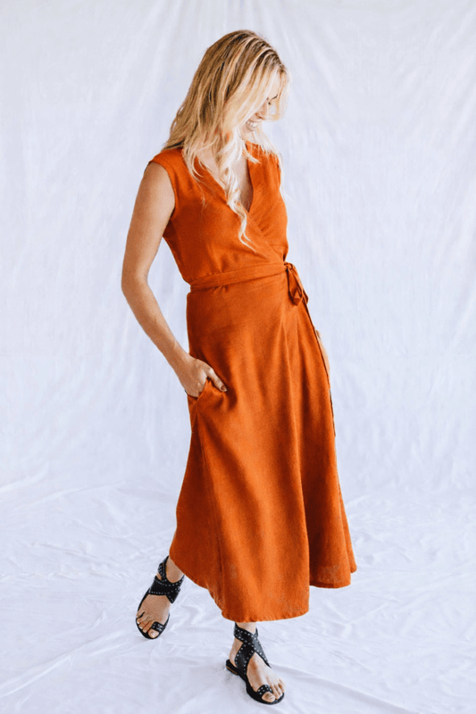 Lila Reversible Wrap Dress Orange