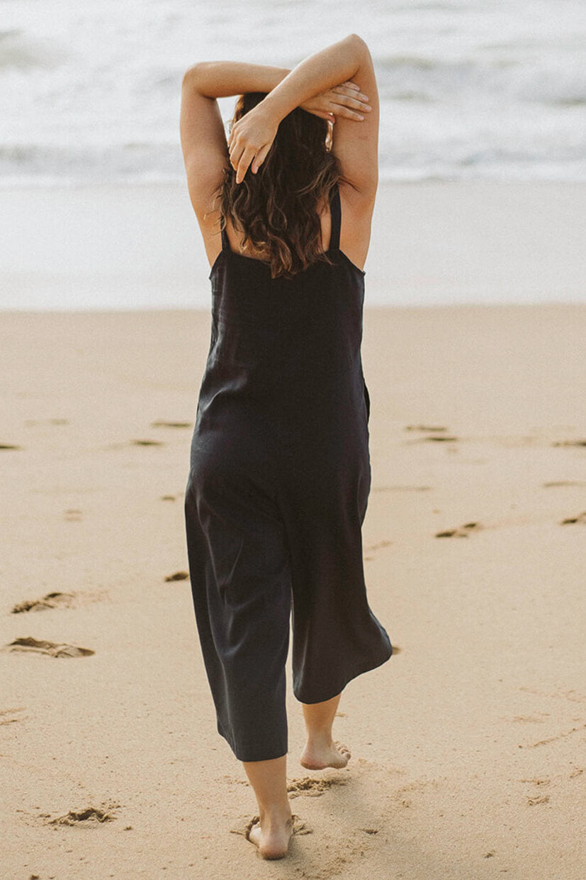 Uma Black Linen Dungaree