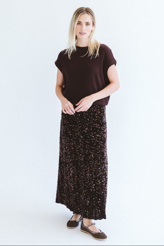 Sequin Skirt Chocolate