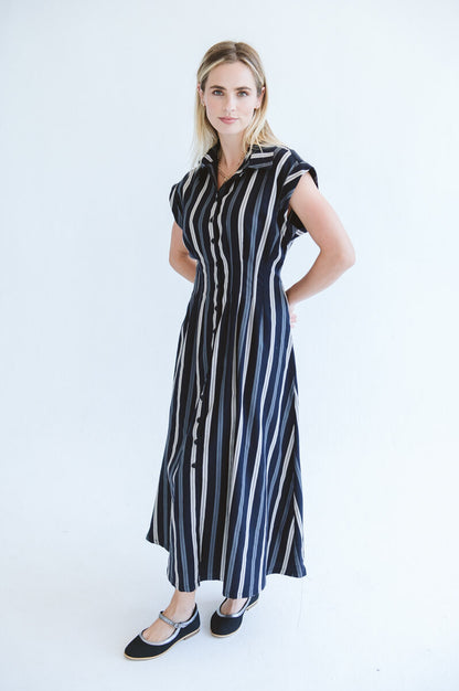 Tye Dress Grey Stripe