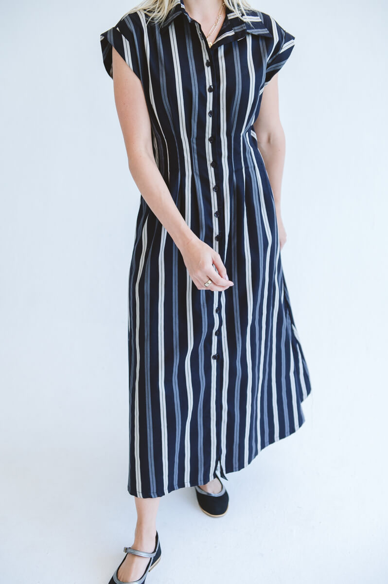 Tye Dress Grey Stripe