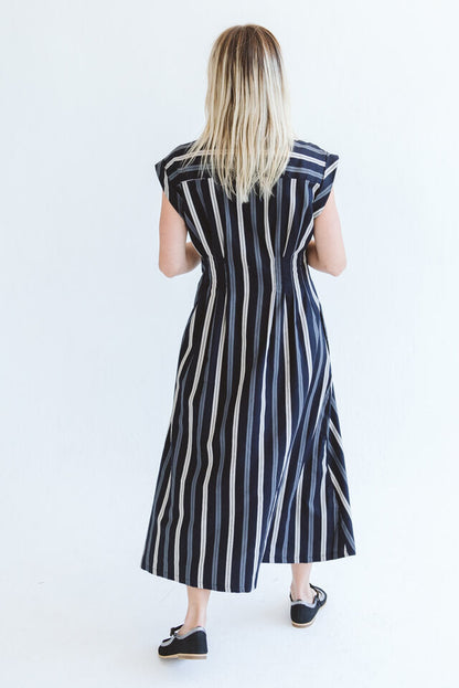 Tye Dress Grey Stripe