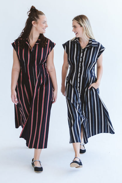 Tye Dress Grey Stripe