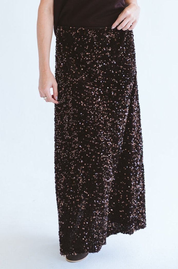 Sequin Skirt Chocolate