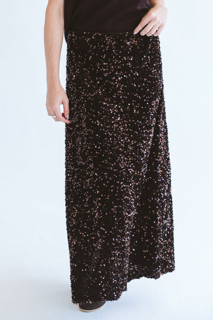 Sequin Skirt Chocolate