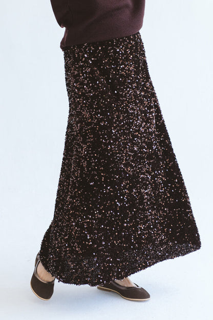 Sequin Skirt Chocolate