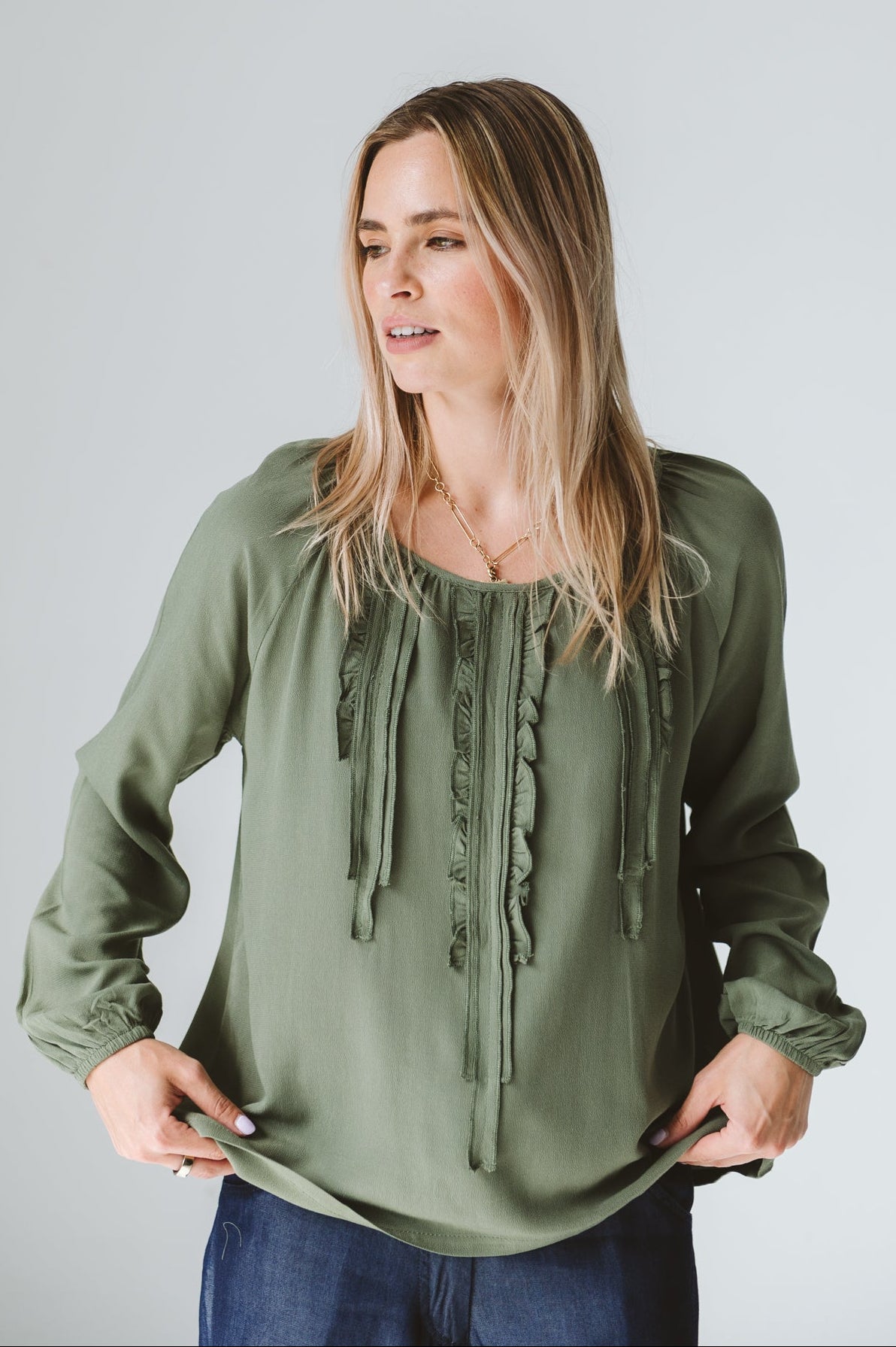 Ruffle Shirt Khaki