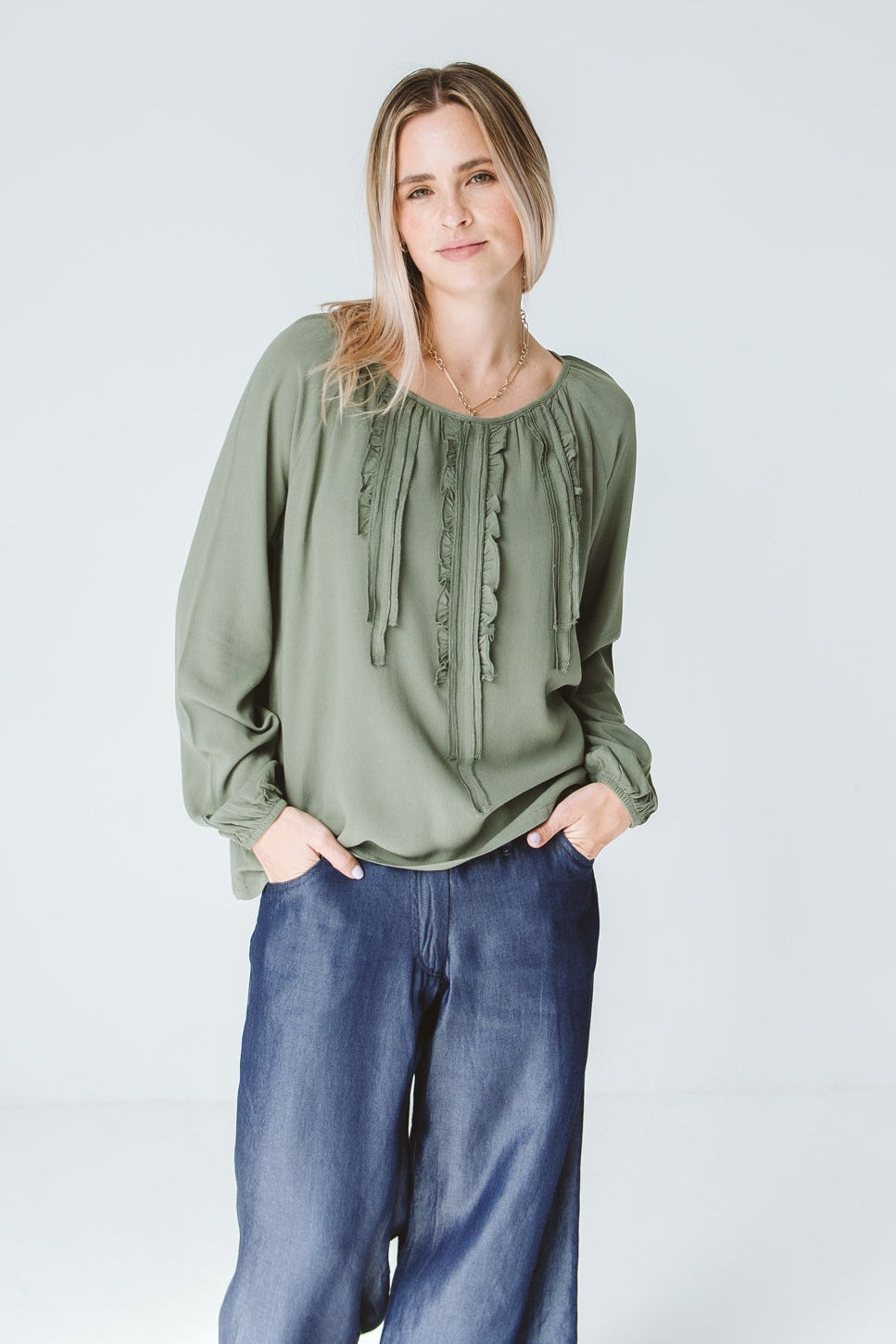 Ruffle Shirt Khaki