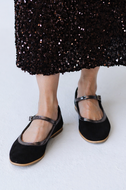 Ballerina Suede Black Pump