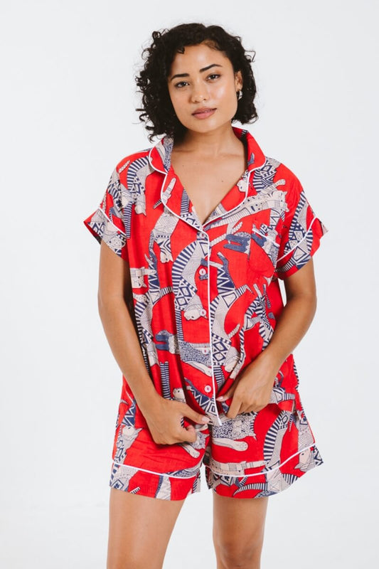 PJ Short Red Cats