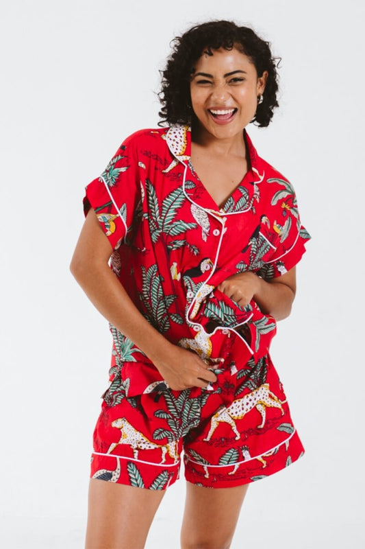 PJ Short Red Leopard