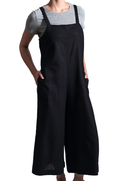 Uma Black Linen Dungaree