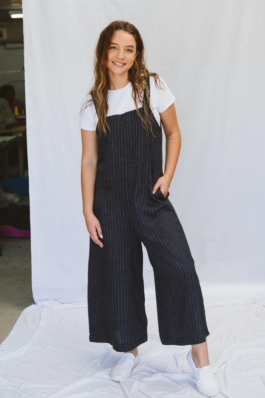 Uma Navy Pinstripe Dungaree