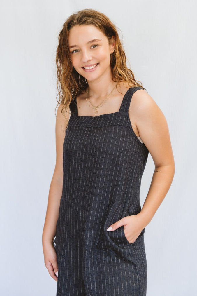 Uma Navy Pinstripe Dungaree