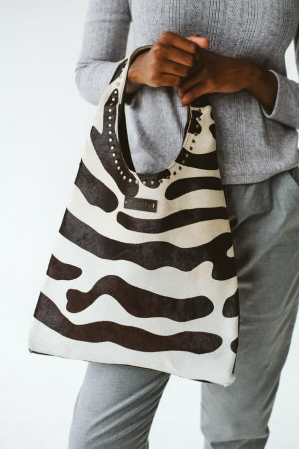 Casey Leather Bag Zebra Studs