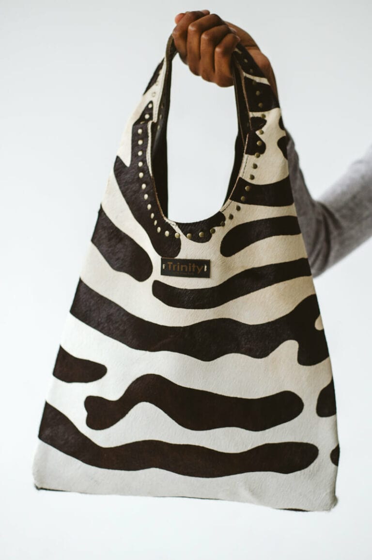 Casey Leather Bag Zebra Studs