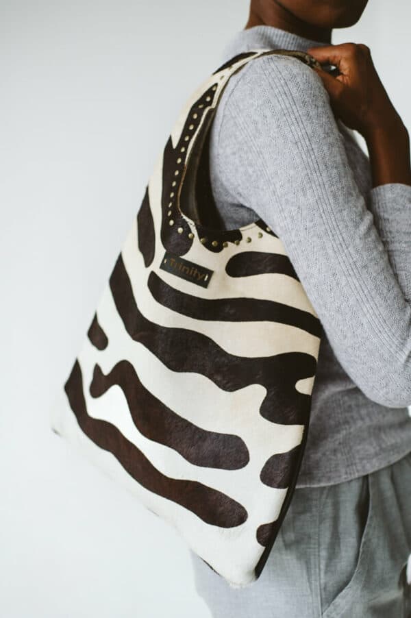 Casey Leather Bag Zebra Studs
