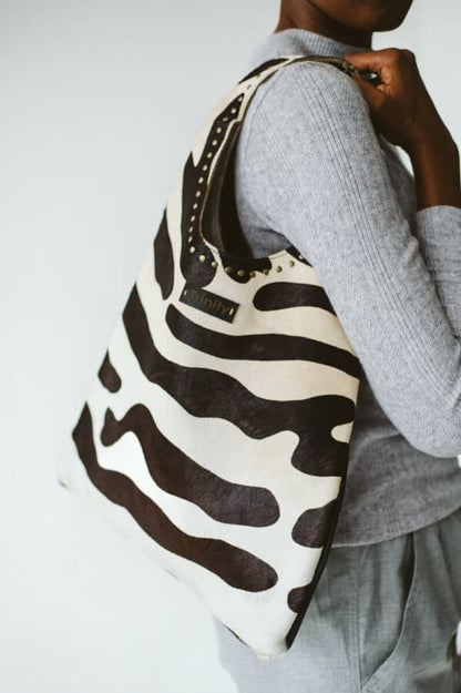 Casey Leather Bag Zebra Studs