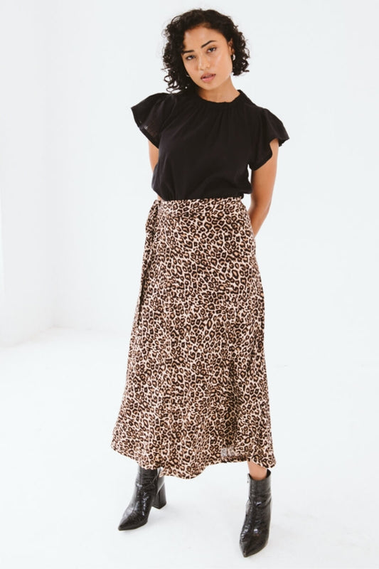 Donna Wrap Skirt Leopard