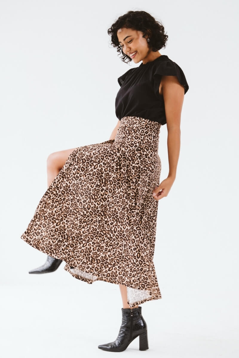 Donna Wrap Skirt Leopard