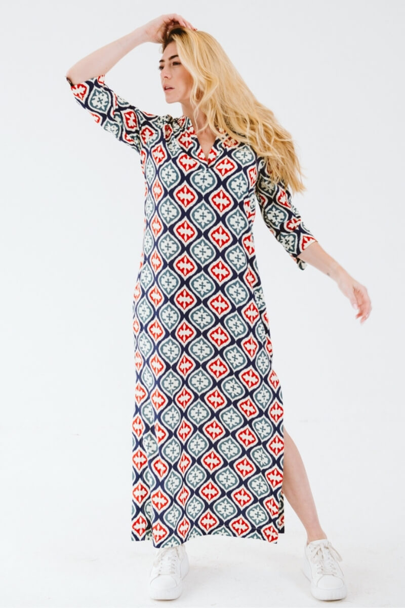 Faith York Dress Red and Navy