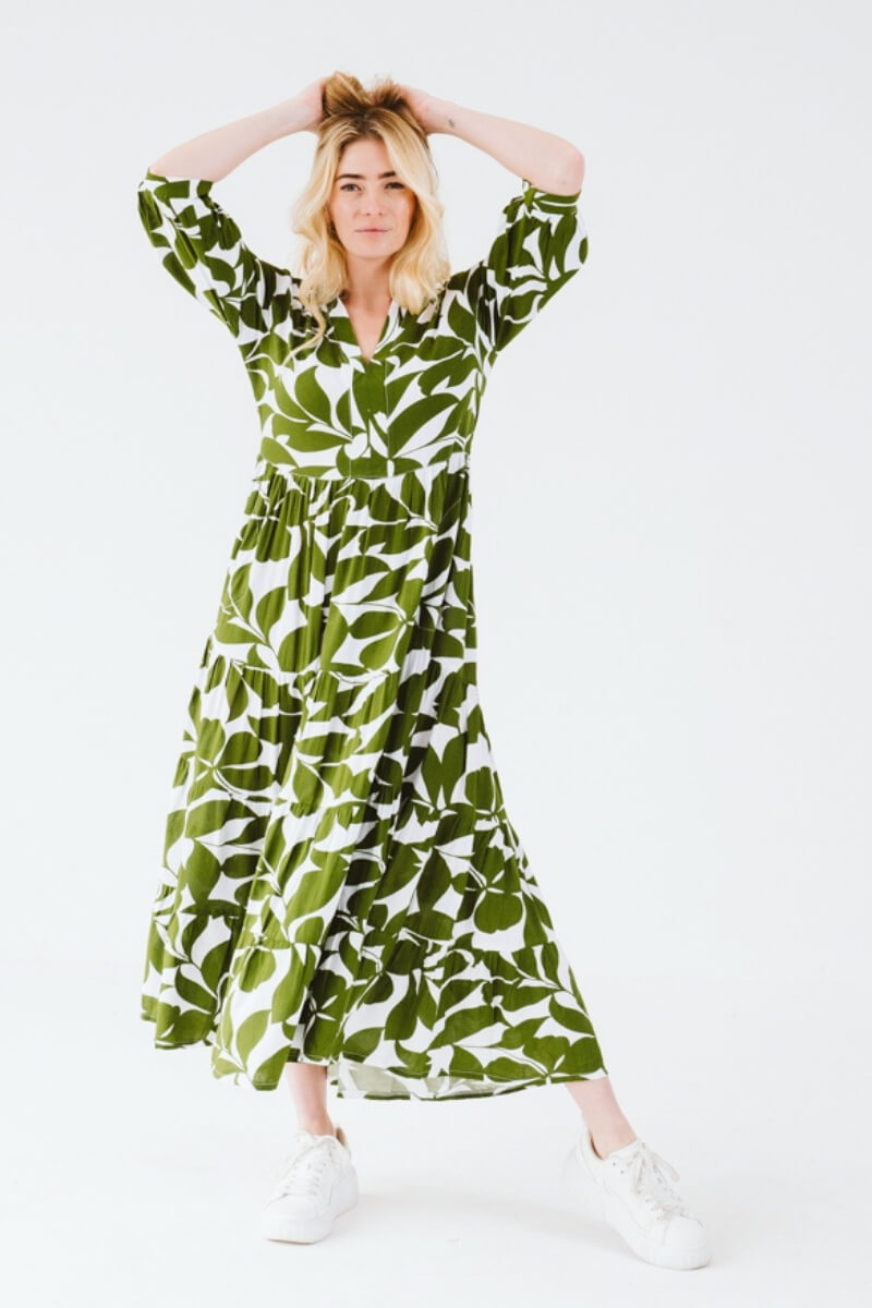 Jaipur Leaf Dress Olive
