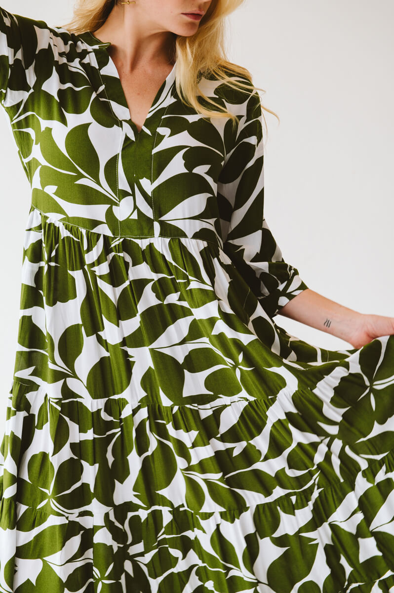 Jaipur Leaf Dress Olive
