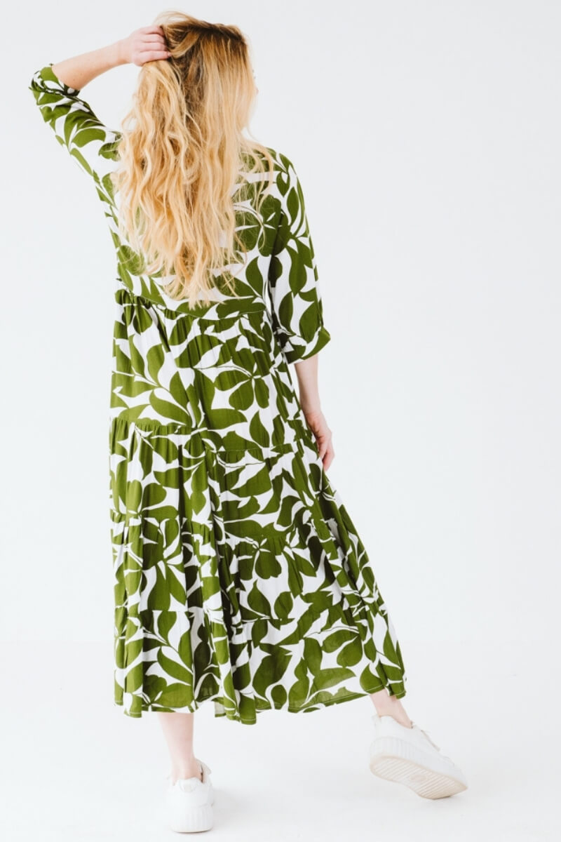 Jaipur Leaf Dress Olive