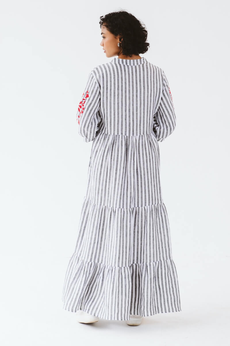 Luna Dress Black Stripe