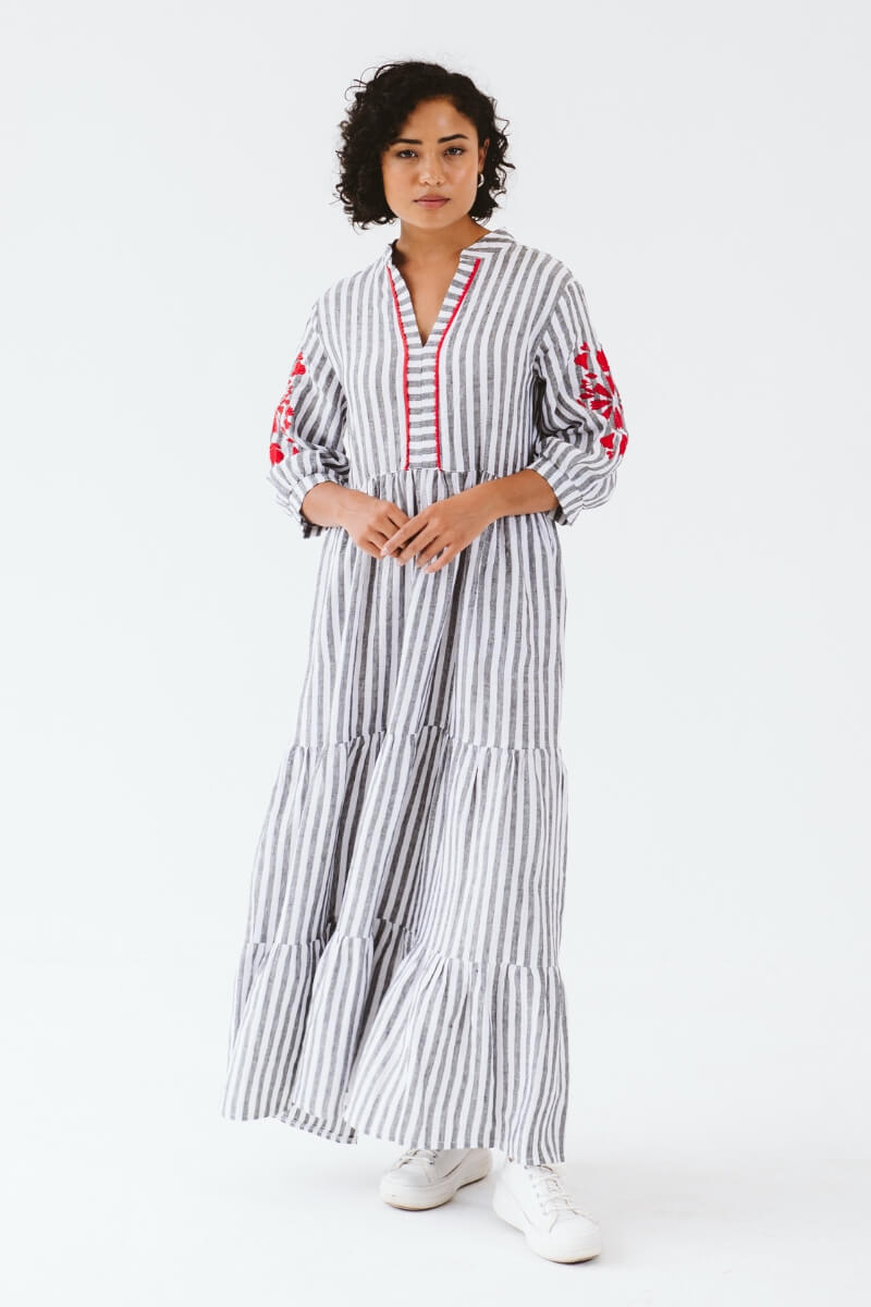 Luna Dress Black Stripe