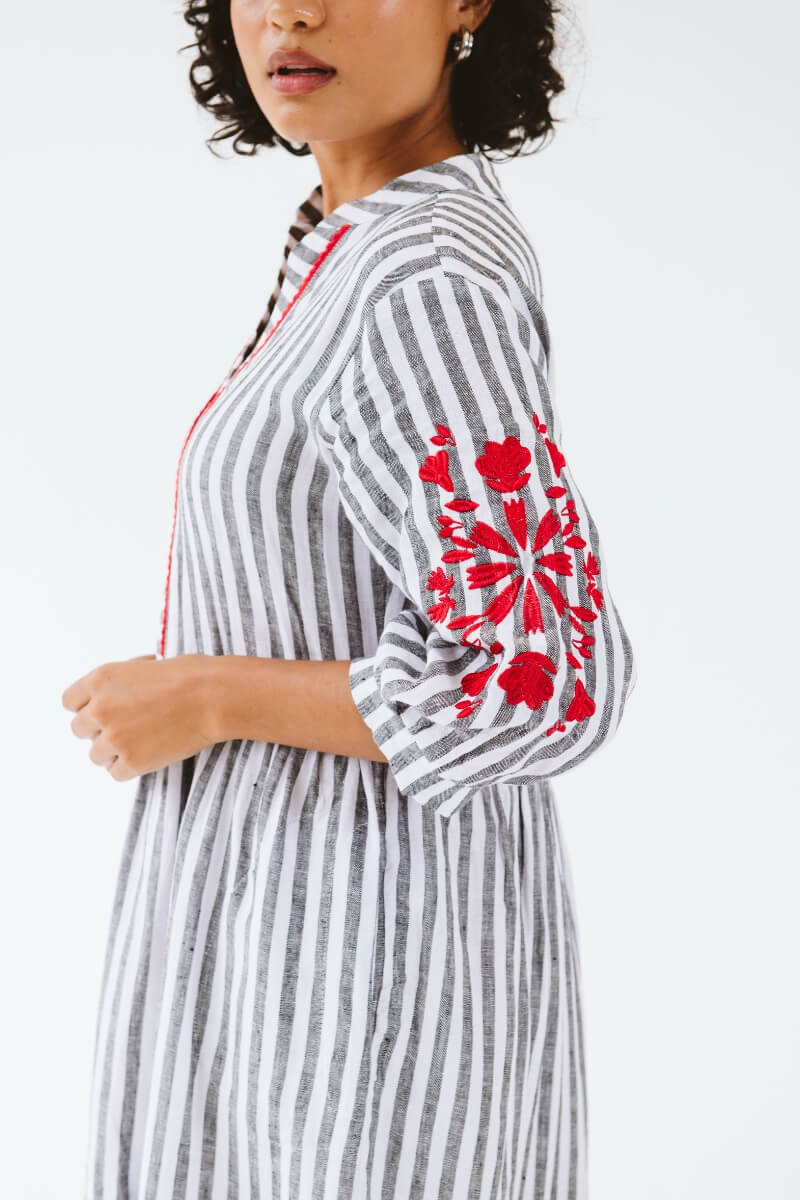 Luna Dress Black Stripe