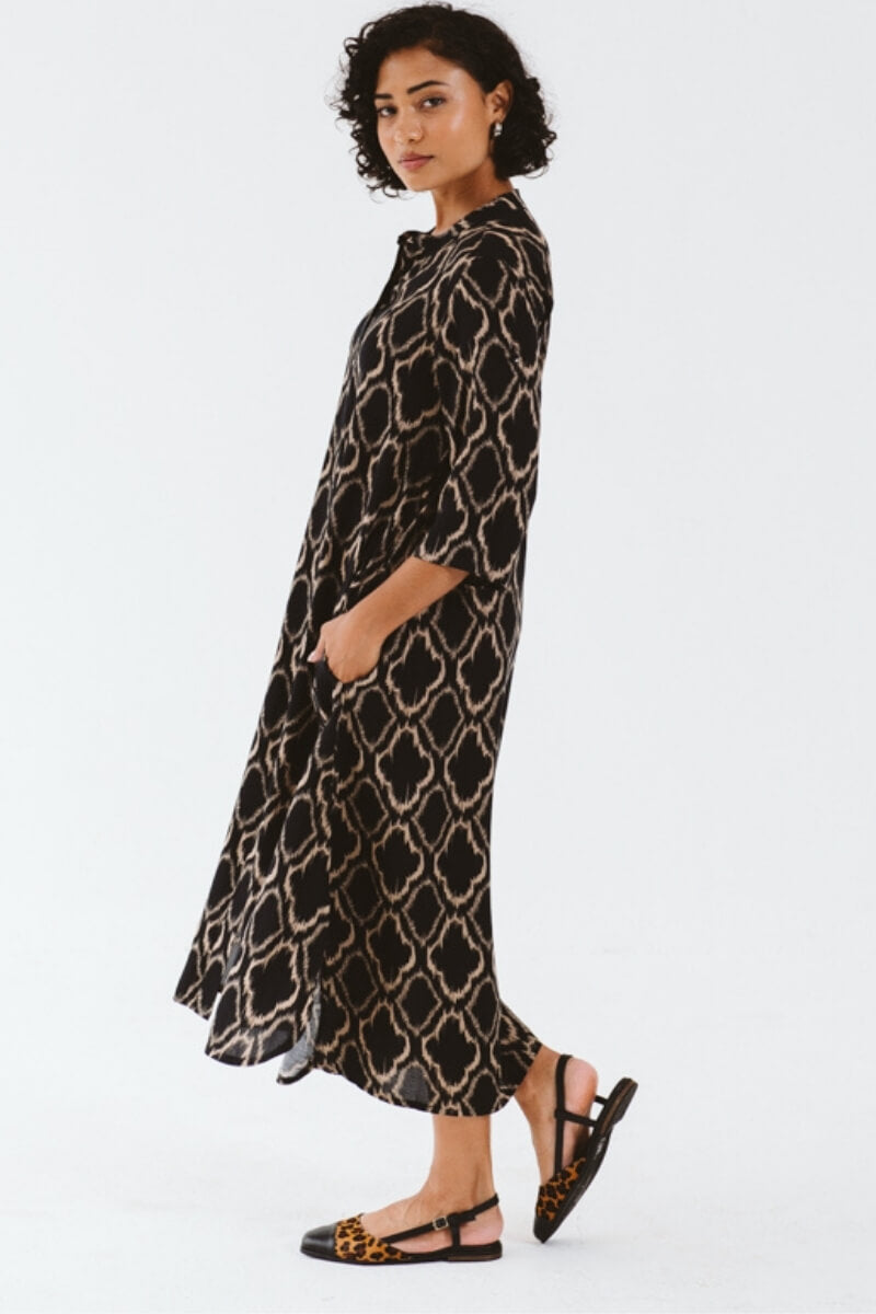 Maggie Shirt Dress Gold Ikat