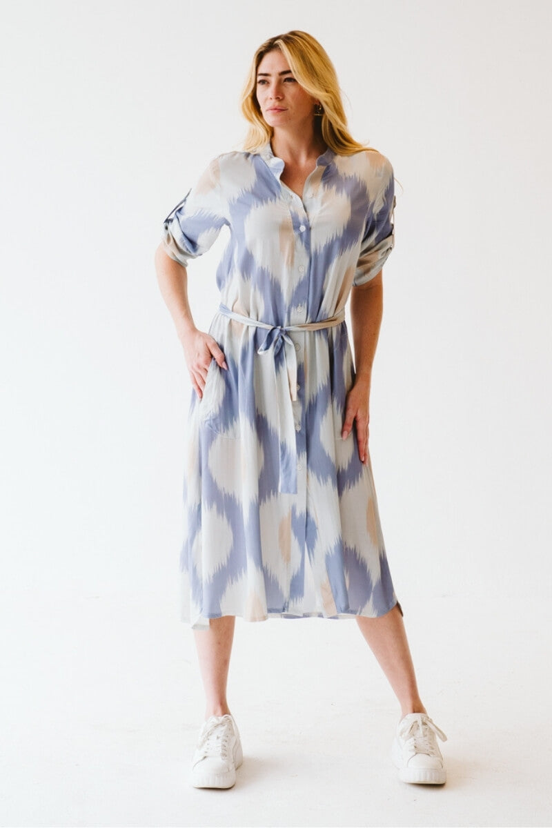 Maggie Shirt Dress Ikat Blue