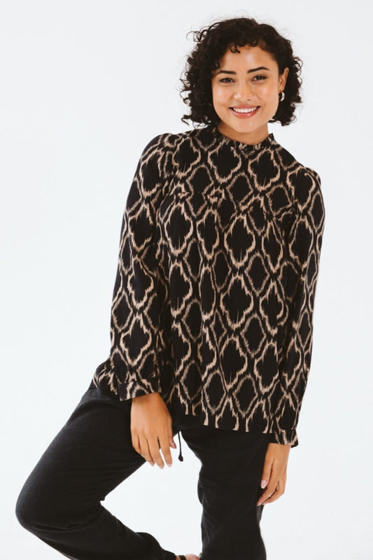 Trinity Shirt Black and Gold Ikat