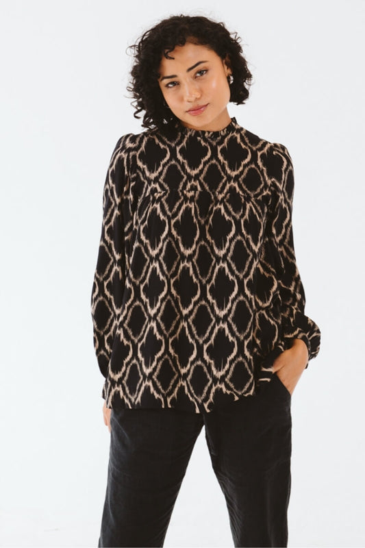 Trinity Shirt Black and Gold Ikat
