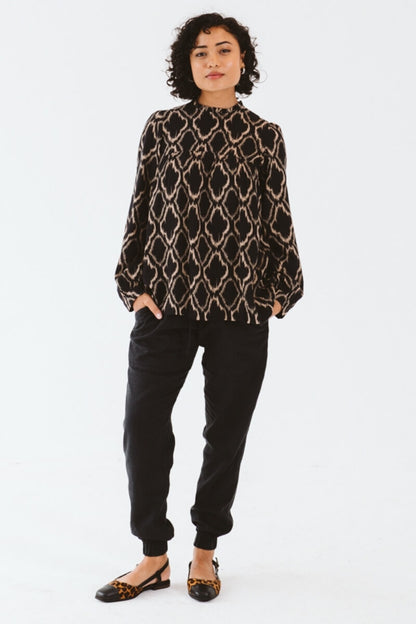 Trinity Shirt Black and Gold Ikat