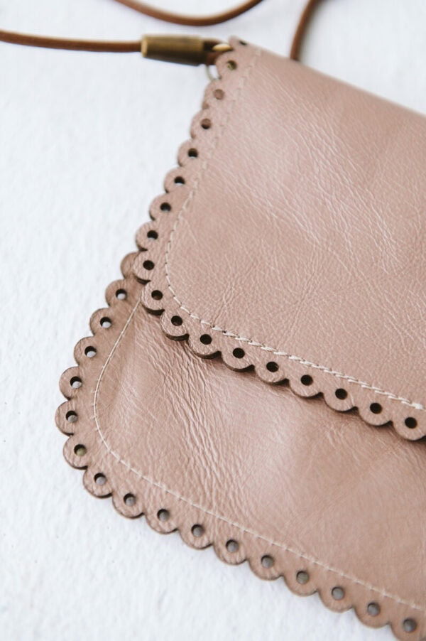 Zoe Rose Gold Metallic Leather Bag