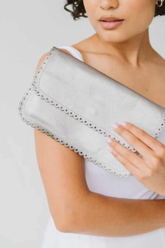 Zoe Silver Metallic Leather Bag