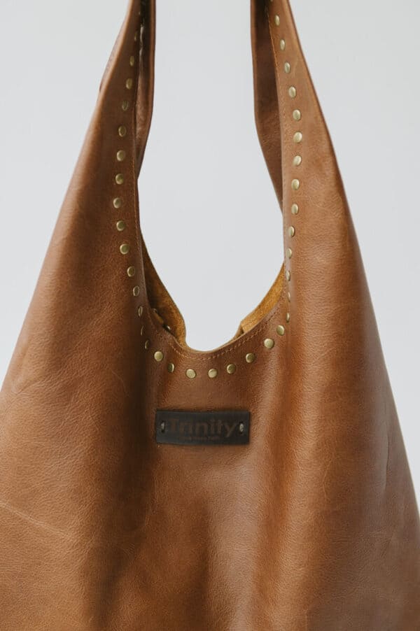 Casey Leather Bag Tan with Studs