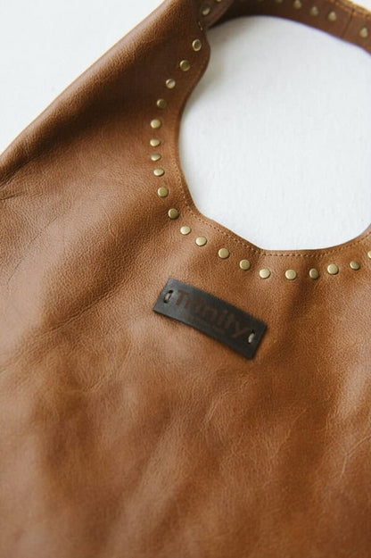 Casey Leather Bag Tan with Studs