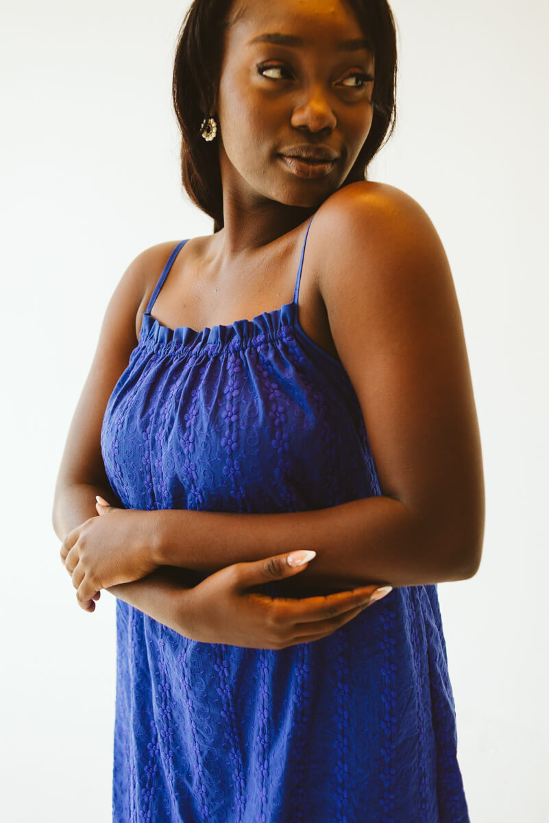 Lorien Cotton Anglaise Dress Blue