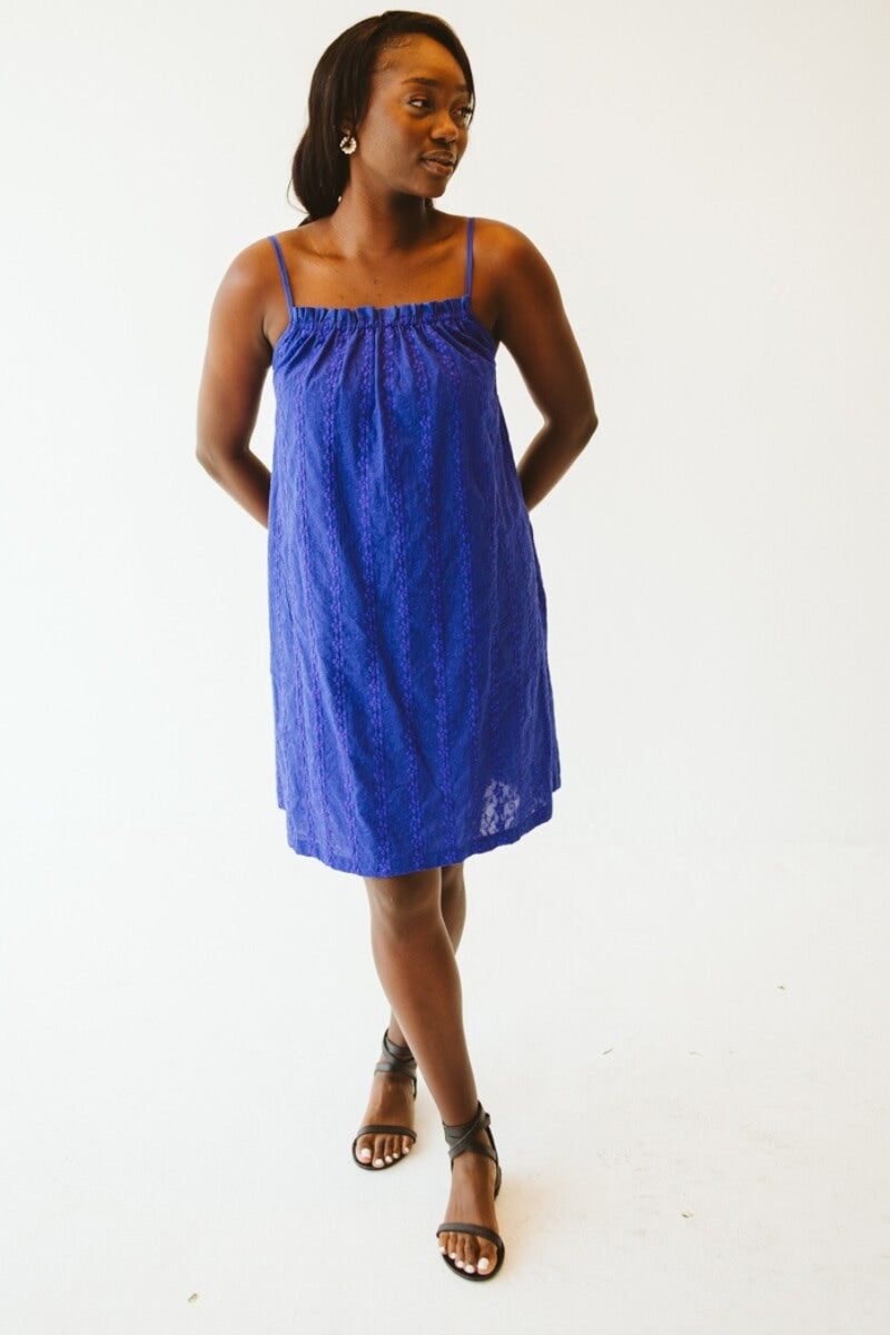 Lorien Cotton Anglaise Dress Blue