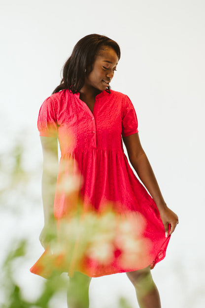 Mia Cotton Anglaise Dress Pink