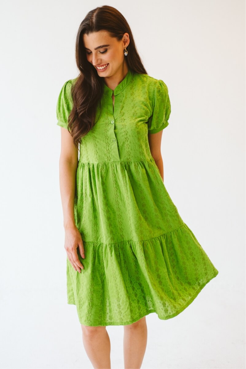 Mia Cotton Anglaise Dress Green