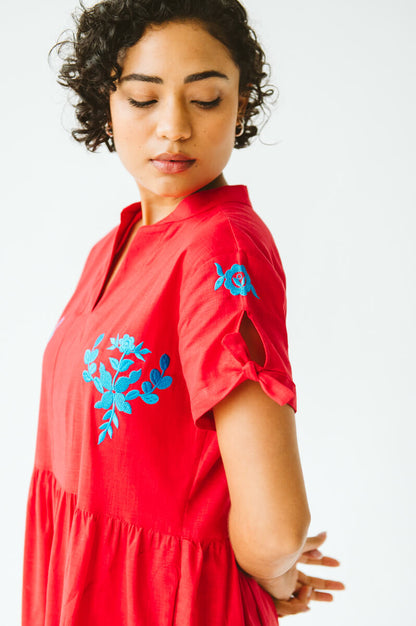 Shea Red Cotton Dress