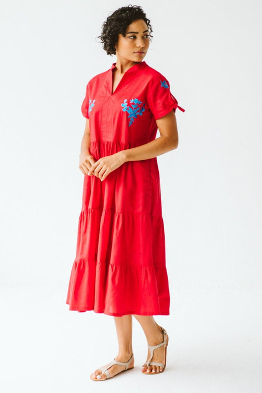 Shea Red Cotton Dress